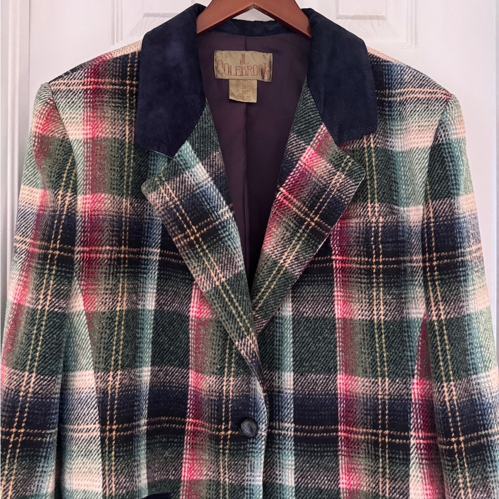🐎 VTG JL Colebrook Tartan Blazer Plaid Wool Equestrian Size L - Picture 7 of 11